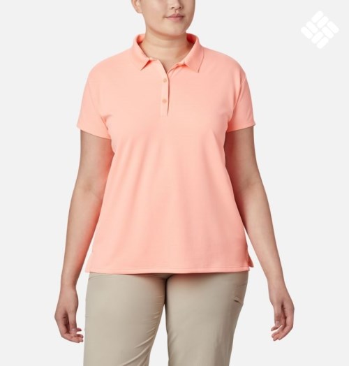 Women's Columbia PFG Innisfree Short Sleeve Polo Shirts Pink | Plus Size CA-HC80L